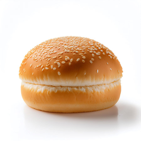 hamburger bread bun isolated on white backgroundの写真素材