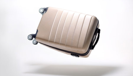 Travel Luggage floating or flying isolated white background