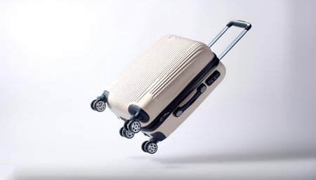 Travel Luggage floating or flying isolated white background