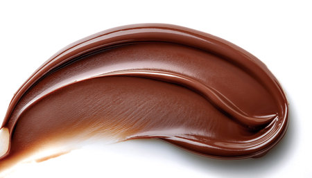 Smear of liquid chocolate filling the edges isolated on a white backgroundの写真素材