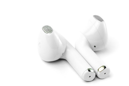 Sleek white wireless earbuds with ergonomic design and superior sound. Lightweight and compact,...