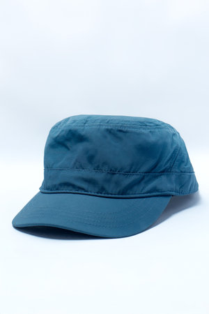 Blue cap with a simple and modern design, isolated on white background, suitable for fashion, casual...