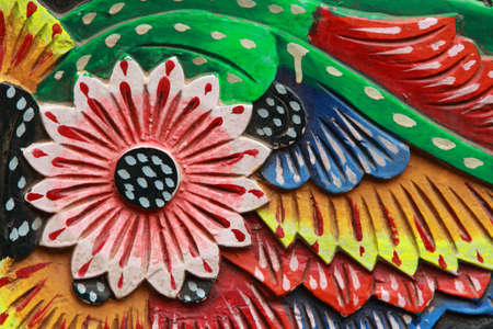 Close up of decorative painting work on Indian trucksの写真素材