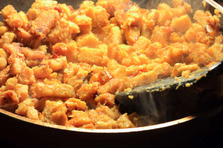 Vegetable,Elephant yam cooking on a panの写真素材