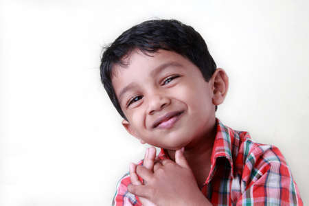 Smiling portrait of an Indian boyの写真素材