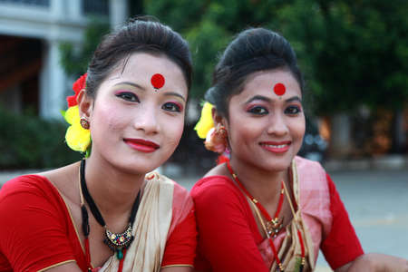 KOCHI, KERALA - FEB 26,2014-Traditional folk artists from Assam participate in the International folk art festival held at Kochi, Kerala.のeditorial素材