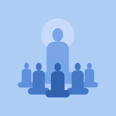 Illustration of Indian 'Gurukul' system in which students are learning from the teacherのイラスト素材