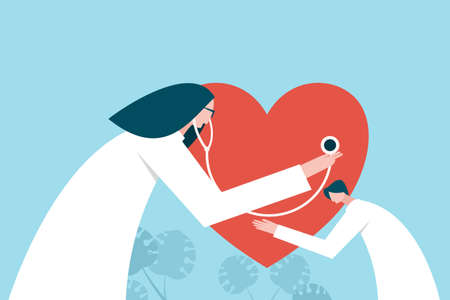 Health professional checking the heart beats. Concept illustration for cardiac careのイラスト素材