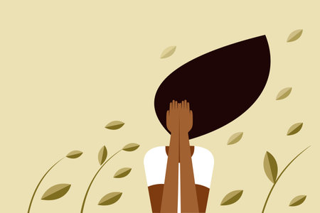 Illustration of a depressed girl covering her face with handsのイラスト素材