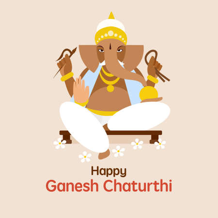 Lord Ganesha. Festival greeting background for Ganesh Chaturthiのイラスト素材