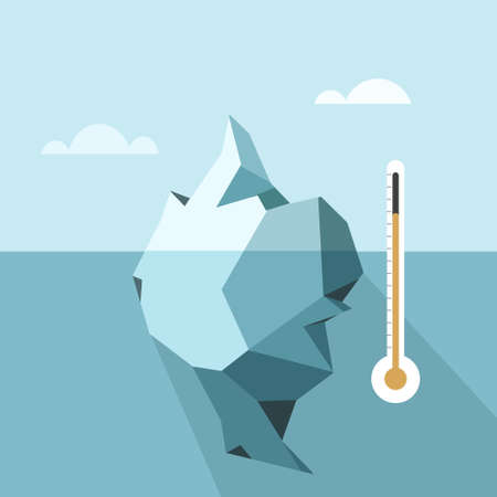 Conceptual illustration of melting of Iceberg in the ocean as a result of global warming