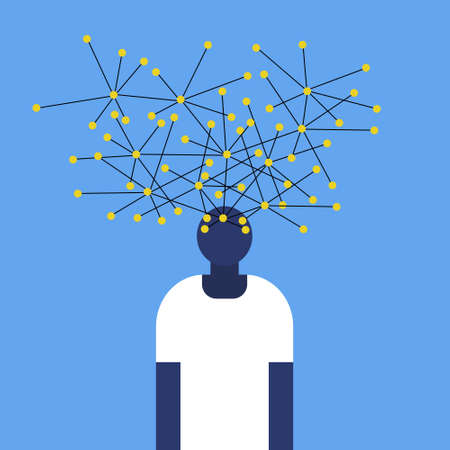 Network of connections coming out from a human brain