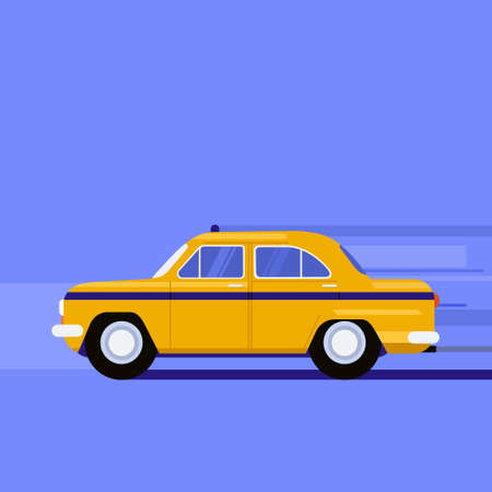 Illustration of popular yellow taxi of Kolkata in Indiaのイラスト素材