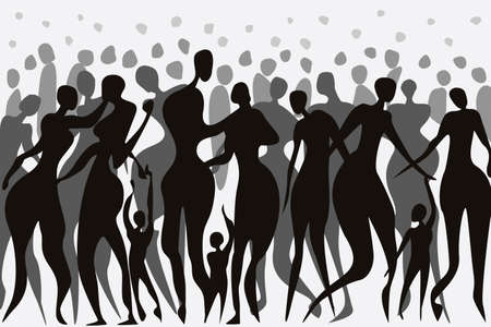 Abstract freehand illustration of crowd of peopleのイラスト素材