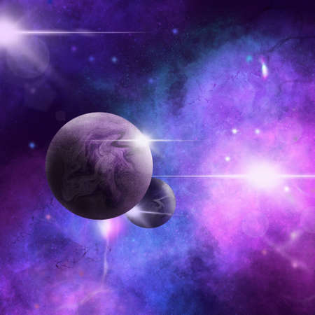 Cosmic background with planets, stars, nebulae and dusts