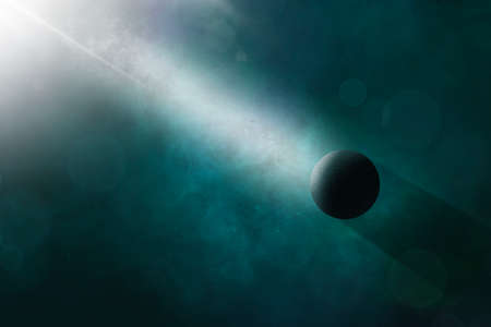 3D illustration of stars and planets in the galactic backgroundの写真素材