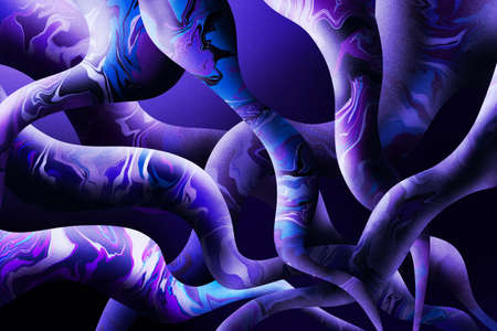 Abstract background with colourful wavy spiralling patternsの写真素材