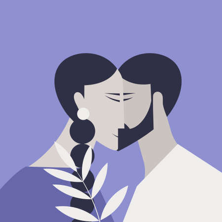 Romantic couple forming a love symbol. A valentine's day conceptのイラスト素材