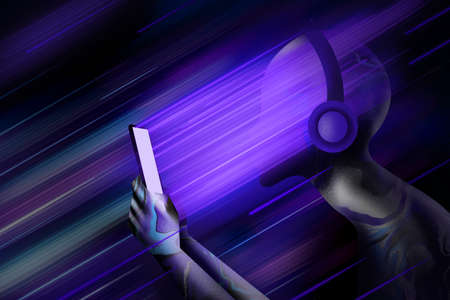 A person looking at a mobile phone immersed in the digital world