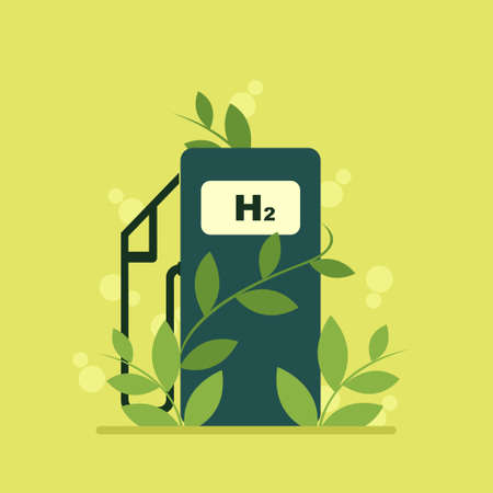 Illustration of Eco friendly green hydrogen fuel pump