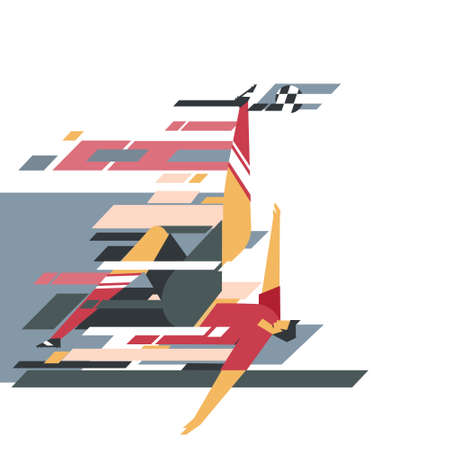 Stylised vector illustration of a football player in action with motion blurのイラスト素材