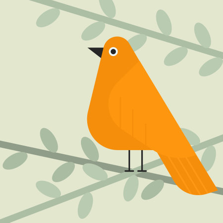 Geometric illustration of s bird sitting on a tree branchのイラスト素材