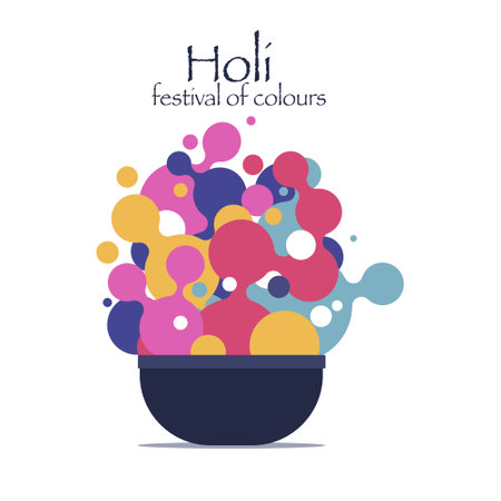 Illustration of splash of colours in a bowl. Holi festival conceptのイラスト素材
