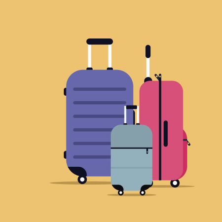 Illustration of luggages of a small family on tripのイラスト素材
