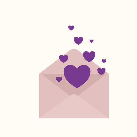Illustration of an open envelope with love symbols. Concept of spreading of loveのイラスト素材