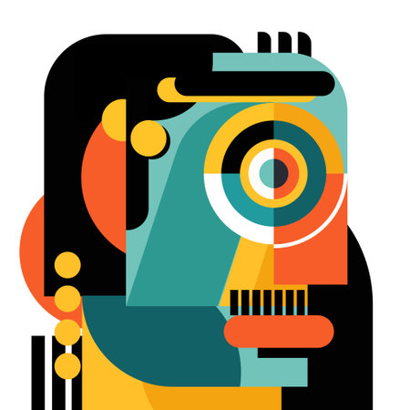 Geometrical abstract illustration of a human faceのイラスト素材