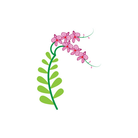 Floral design elements, stencil. Original decoration with branches of exotic tropical flowers.のイラスト素材