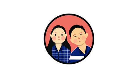 Vector illustration avatar of boy and girl on a white backgroundのイラスト素材