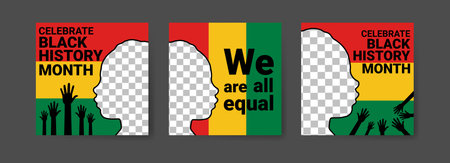 Collection of black history month social media posts. Celebrating black history month.のイラスト素材