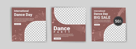 International Dance Day. Dance day party poster and banner template. Banners vector for social media ads, web ads, business messages, discount flyers and big sale banner.のイラスト素材