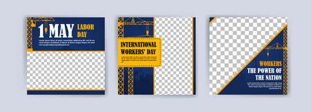 Labor Day. International Workers' Day. Banners vector for social media ads, web ads, business messages, discount flyers and big sale banner.のイラスト素材
