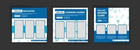 Online Education. Online learning course. Online course class. Modern vector illustration concept for social media post, postcard, card, poster, website and mobile development.のイラスト素材