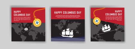 Happy Columbus Day. Social media post template for Columbus Day.のイラスト素材