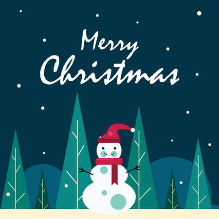 Merry Christmas banner and christmas cartoon illustration. Banner vector illustration for background, greeting card, postcard and sales banner.のイラスト素材