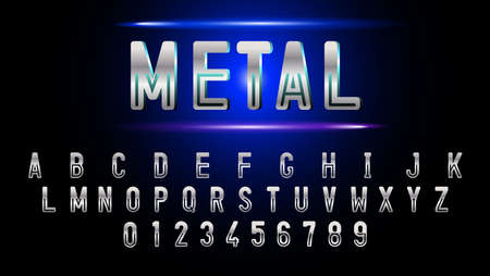 metal texture fonts and numbers.のイラスト素材