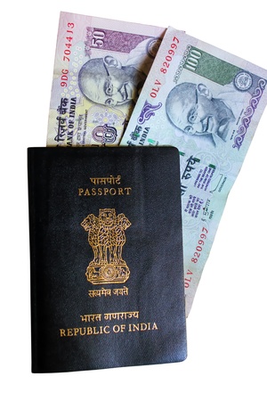 Indian passport and currency の写真素材