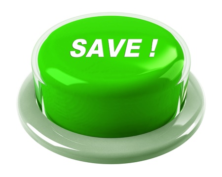 A green button with the word Save! on itの写真素材