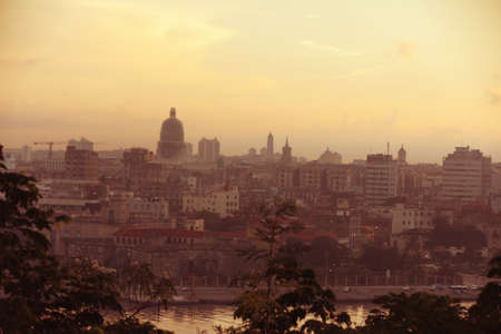 View of the city skyline at sunset.の写真素材