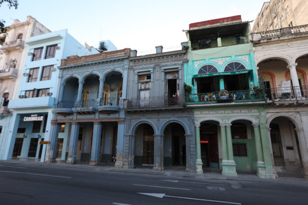 Old Havana downtown Street - Havana, Cubaのeditorial素材