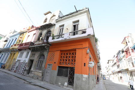 Colorful building in Cartagena, Colombiaの写真素材