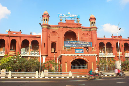 public works department building in chennai,marina beach,madras,asia,indiaのeditorial素材