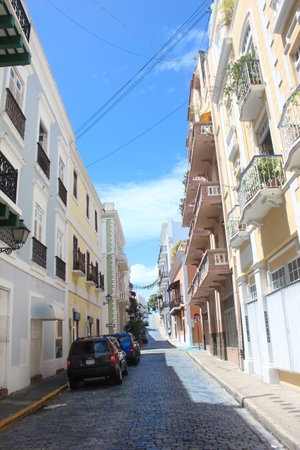 Street in old San Juan, Puerto Ricoのeditorial素材