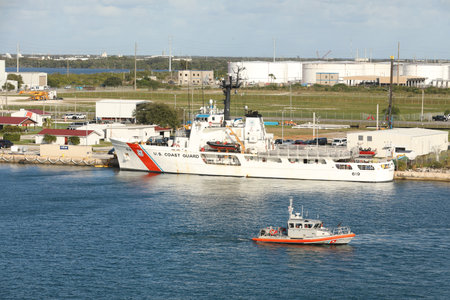 US Coast Guard boat providing security, , Florida, USAのeditorial素材