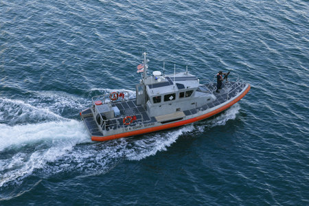 US Coast Guard boat providing security, , Florida, USAのeditorial素材