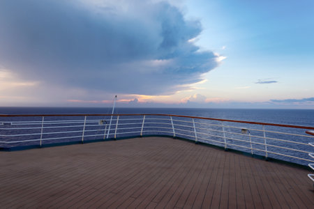 Looking at the sea from the deck of a cruise ship