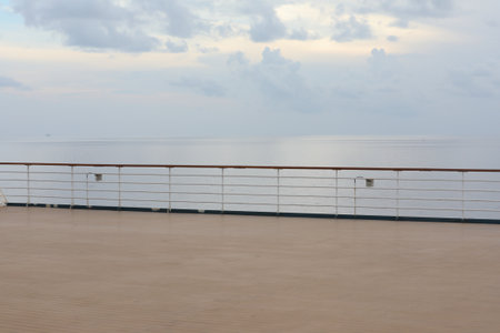 Looking at the sea from the deck of a cruise ship